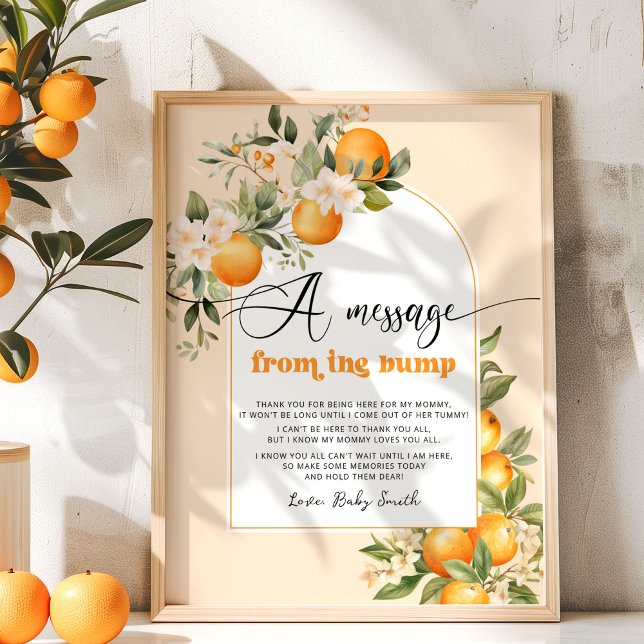 Affiche Petit message baby shower mignon de la bosse (Créateur téléchargé)