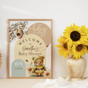 Affiche Petit miel Bee Bear Baby shower accueil