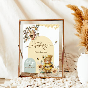 Affiche Petit miel Ours d'abeille Baby shower Faveurs