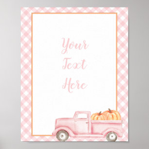 Affiche Petit modèle de pancarte à carreaux rose et camion