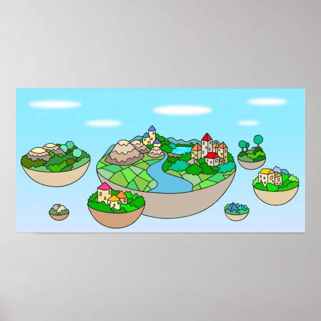 Affiche Petit monde au sein d'une île flottante. (Devant)
