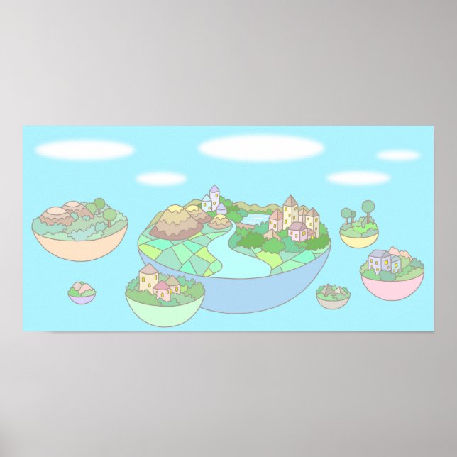 Affiche Petit monde au sein d'une île flottante. (Devant)