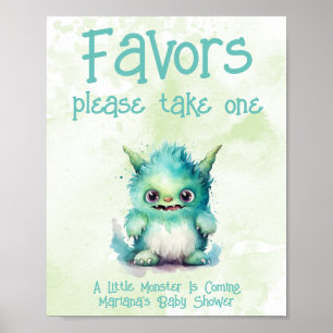 Affiche Petit Monster Boy Baby shower Faveurs