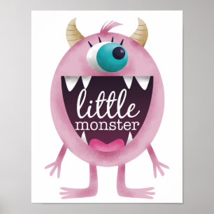 Affiche Petit Monstre Chambre de Fille Rose