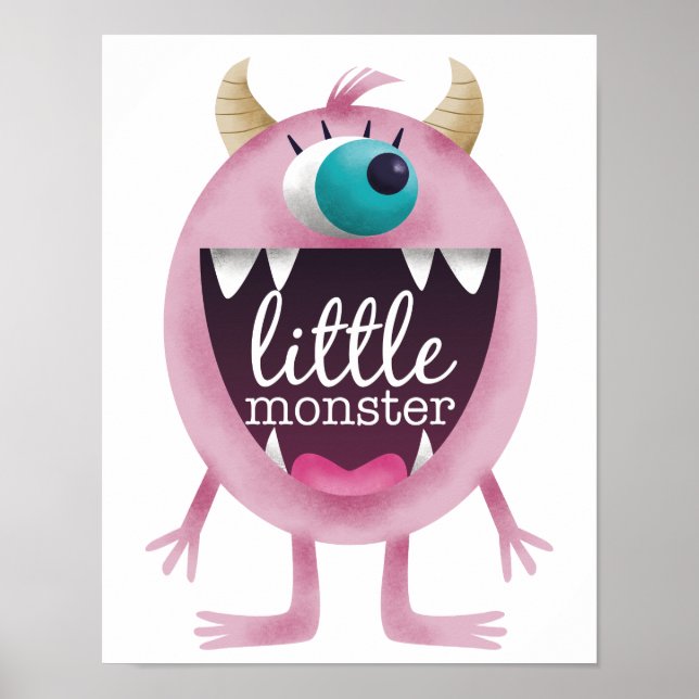 Affiche Petit Monstre Chambre de Fille Rose (Devant)