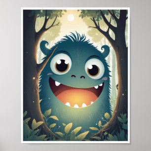 Affiche Petit monstre gidrée boisée murale