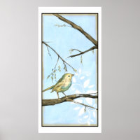 Petit oiseau jaune perché sur une branche Recherch