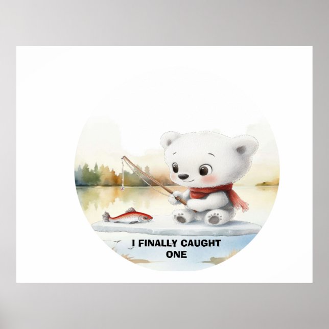 Affiche Petit Ours A Finalement Atterré Un Poisson (Devant)