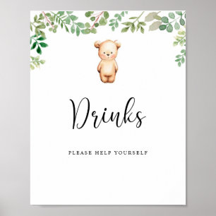 Affiche petit ours Boissons servez-vous