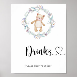 Affiche petit ours Boissons servez-vous