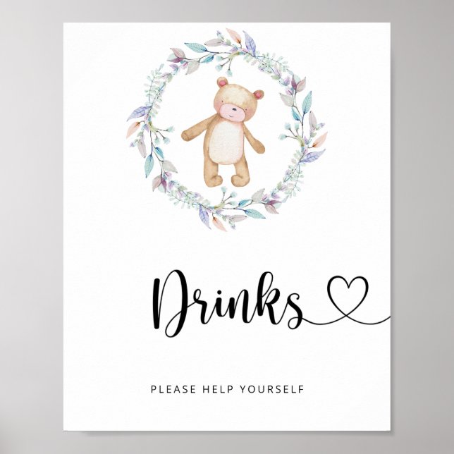 Affiche petit ours Boissons servez-vous (Devant)
