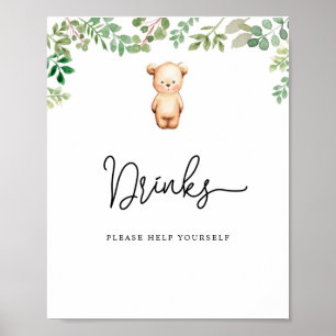 Affiche petit ours Boissons servez-vous