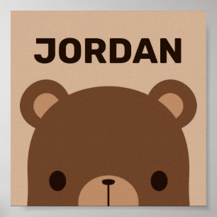 Affiche Petit ours Brown mignon avec nom personnalisé