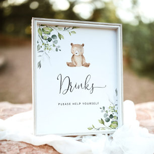 Affiche Petit ours Eucalyptus Boissons se servir