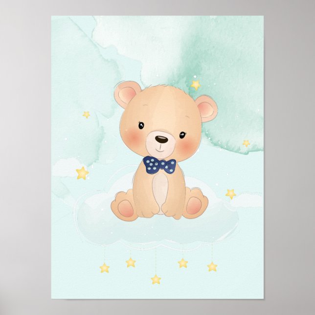 Affiche Petit ours mignon aux étoiles (Devant)
