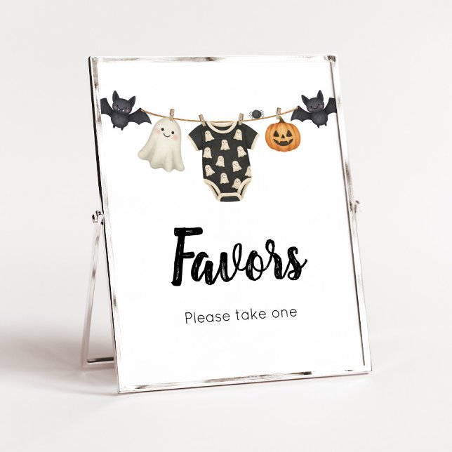 Affiche Petit panneau de faveurs de linge de Boo (A Little Boo Halloween Baby Shower Favors Sign)