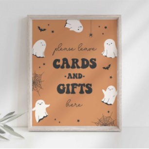 Affiche Petit panneau de fête Boo Cartes et Cadeaux