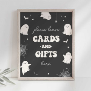Affiche Petit panneau de fête Boo Cartes et Cadeaux