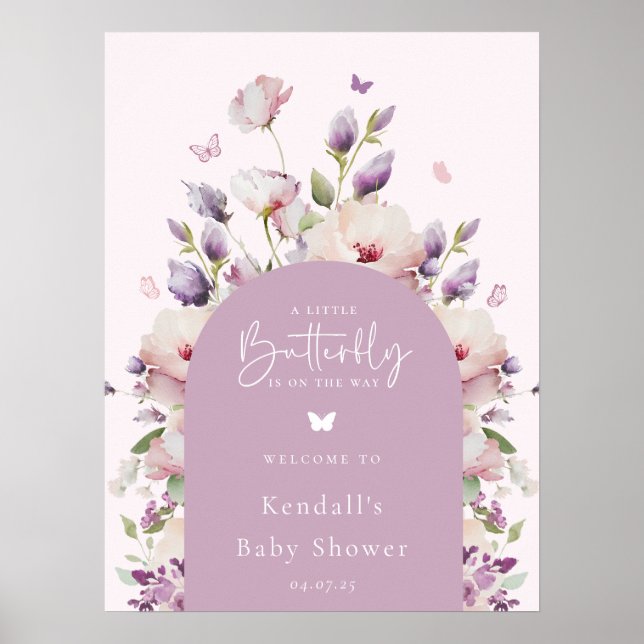 Affiche Petit Papillon Baby shower de jardin Bienvenue (Devant)