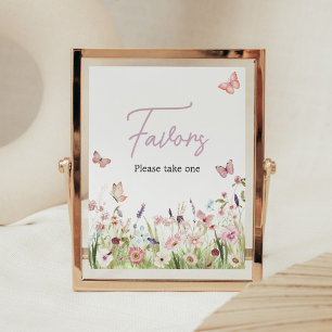 Affiche Petit Papillon Fleur sauvage Baby shower Faveurs
