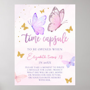 Affiche Petit Papillon rose pourpre Anniversaire Capsule