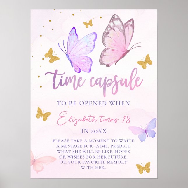 Affiche Petit Papillon rose pourpre Anniversaire Capsule (Devant)