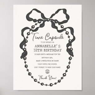 Affiche Petit Pearl Black Coquette Bow Anniversaire Time C