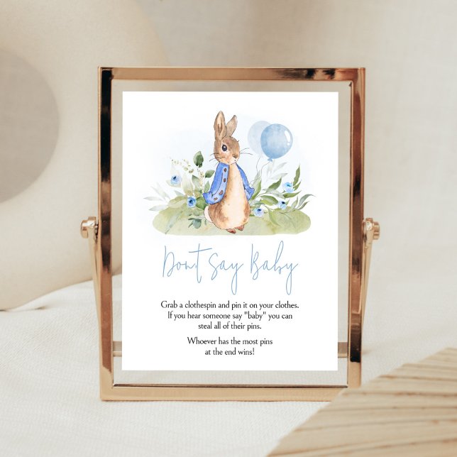 Affiche Petit Peter Rabbit Baby shower Ne pas dire bébé (Peter Rabbit Balloon Spring Baby Shower Don't Say Baby Sign)