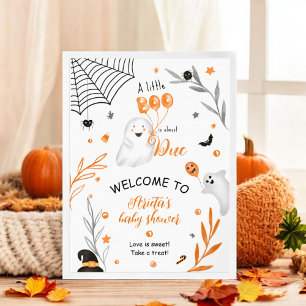 Affiche Petit petit baby shower Boo Halloween bienvenue