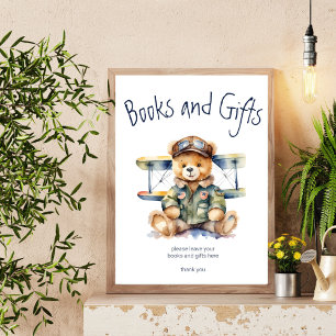 Affiche Petit pilote mignon ours en peluche livres cadeaux