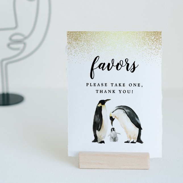 Affiche Petit pingouin | Faveurs Baby showers (Sign Mock-up)