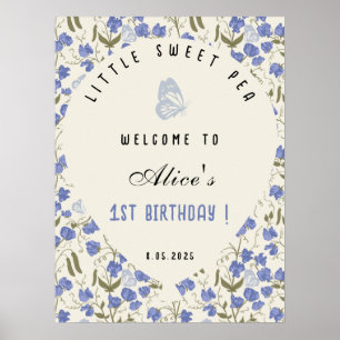 Affiche Petit Pois doux bleu et crème 1er anniversaire