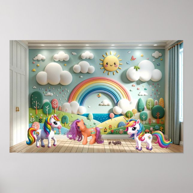 Affiche Petit Poney et Licornes (Devant)