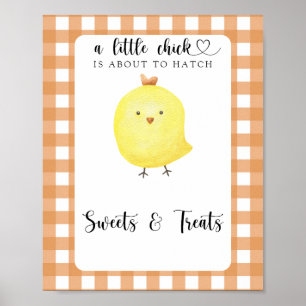 Affiche Petit poulet - bonbons et gâteries baby shower