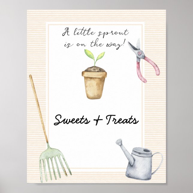 Affiche Petit pousse - fête de bébé douceurs et friandises (Devant)