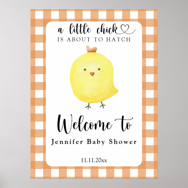 Affiche Petit poussin - baby shower d'accueil (Devant)