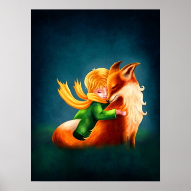 Affiche Petit Prince et Renard. Illustration d'art de nurs (Devant)