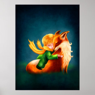 Affiche Petit Prince et Renard. Illustration d'art de pépi