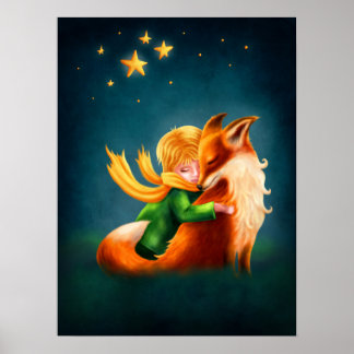 Affiche Petit Prince et Renard. Illustration d'art de pépi