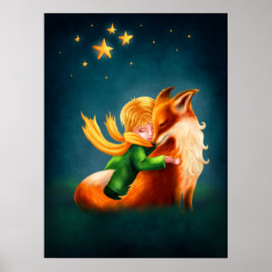Affiche Petit Prince et Renard. Illustration de l'art de l