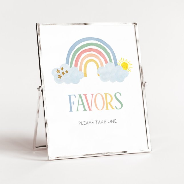Affiche Petit Rayon de Soleil Panneau de Favors Arc-en-cie (Rainbow Baby Shower Sign Favors Sign)