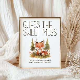 Affiche Petit Renard Doux Désordre Jeu de Baby Shower Couc