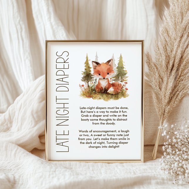 Affiche Petit Renard Jeu de Baby Shower Couches de Nuit (Créateur téléchargé)