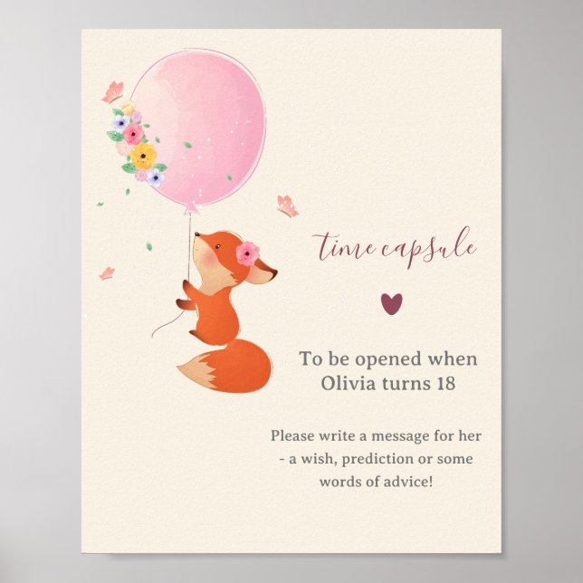 Affiche Petit renard mignon sur la lune Temps Capsule (Devant)