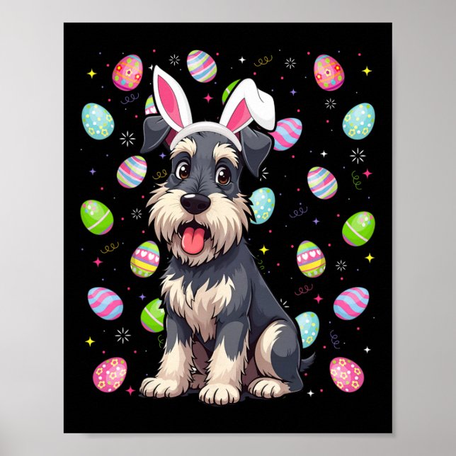 Affiche Petit Schnauzer Chien Chasse aux Oeufs de Pâques C (Devant)