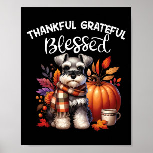 Affiche Petit Schnauzer Chien Citrouille épice Happy Fall