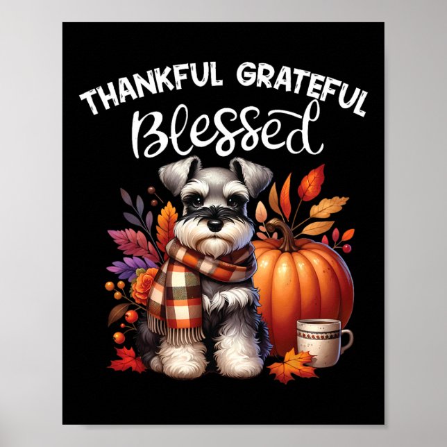 Affiche Petit Schnauzer Chien Citrouille épice Happy Fall  (Devant)