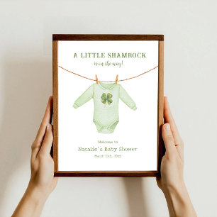 Affiche Petit Shamrock St Patrick's Baby shower Bienvenue