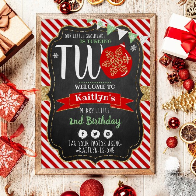 Affiche Petit Snowflake Turning 2 ! Noël 2 Anniversaire (Créateur téléchargé)