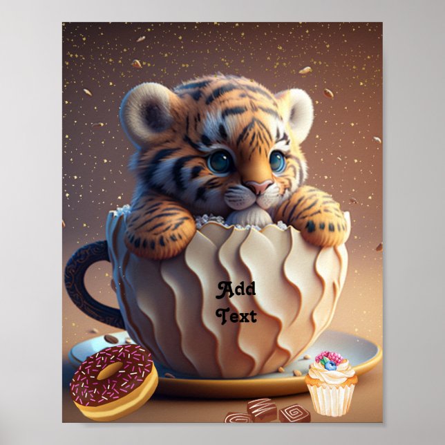 Affiche Petit Tigre dans une Tasse Personnalisé pour la Nu (Devant)